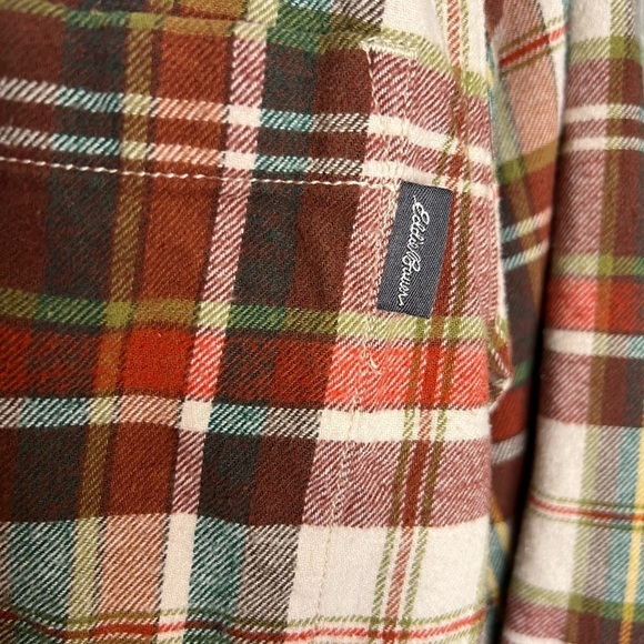 288. EDDIE BAUER Bristol Men's Flannel Shirt in Rust Plaid M - Picture 9 of 11